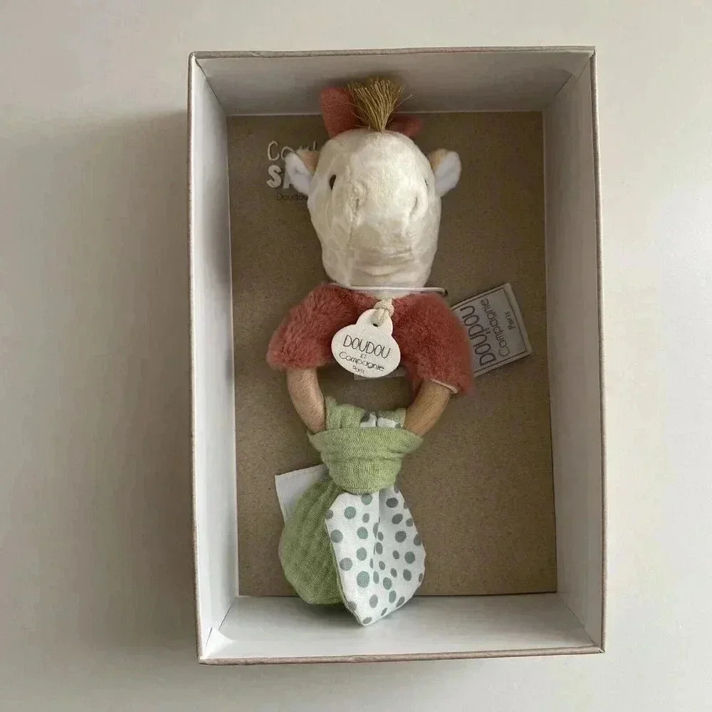 Doudou et Compagnie Couleurs Savane Plush Giraffe Baby Rattle Toy Teether NEW